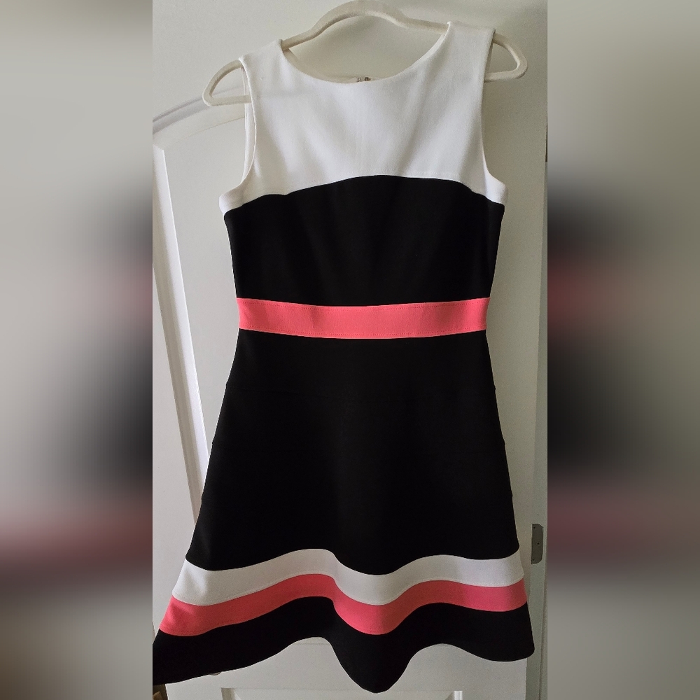 Tommy Hilfiger A-Line Sleeveless Mini Dress Black and White